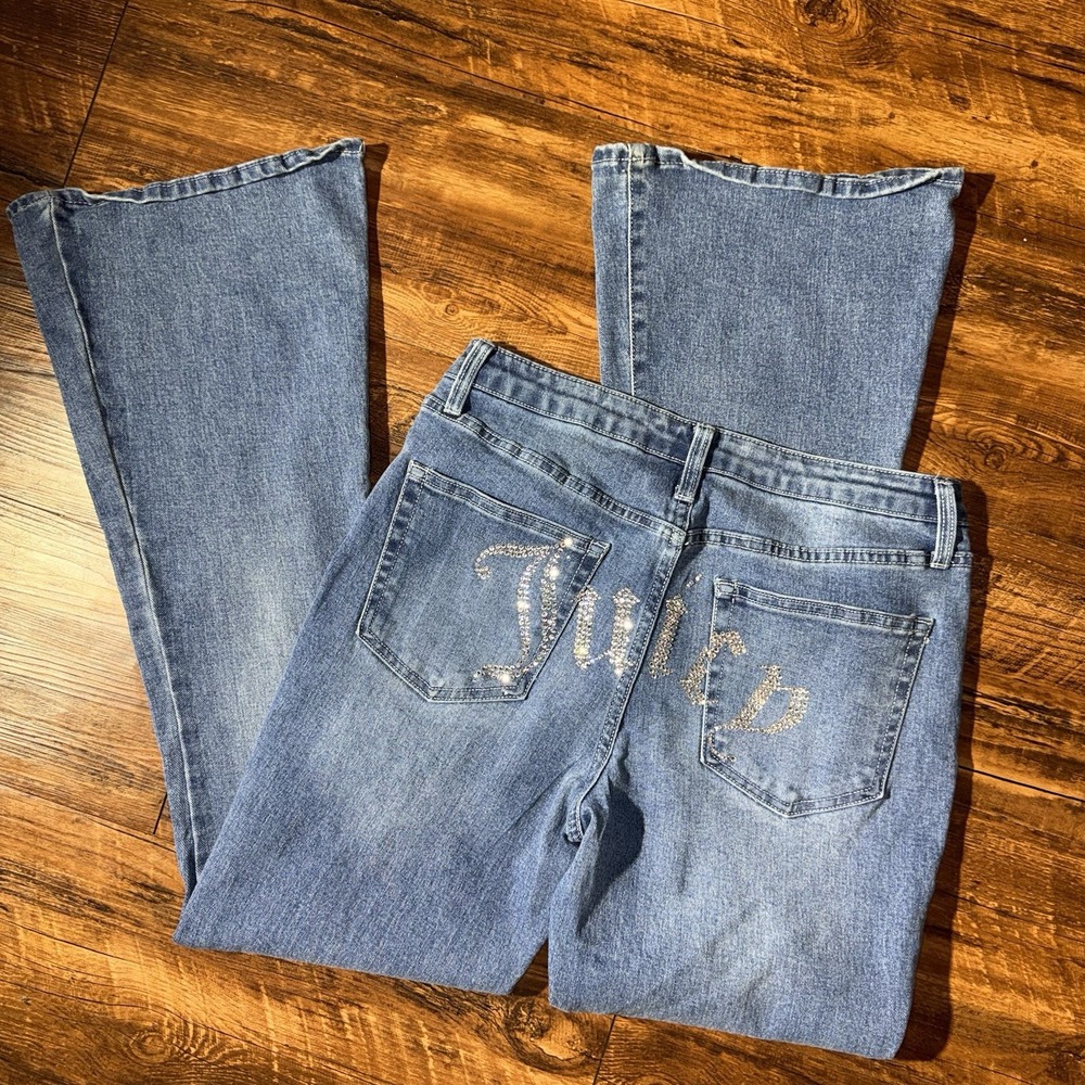Y2K Juicy Couture Rhinestone Bum Logo Flare Leg Lunita Jeans Womens Size 11/30